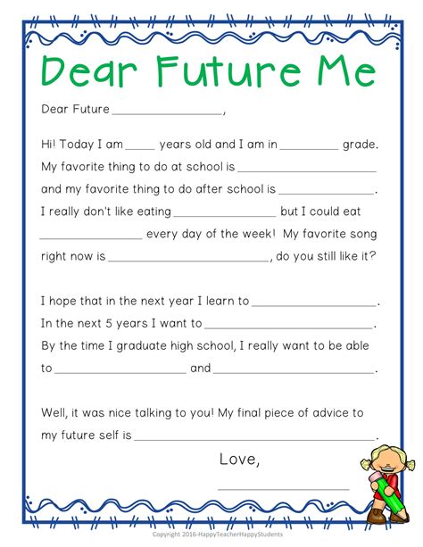 Time capsule letter writing prompt