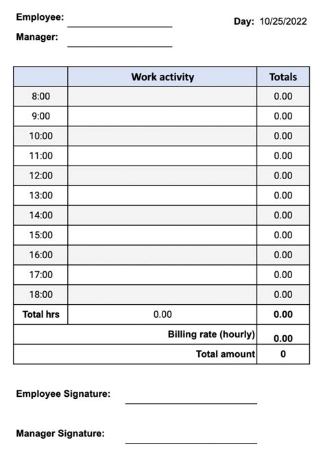 Time Card Template Google Sheets