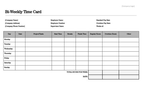 Time Card Template for Small Business