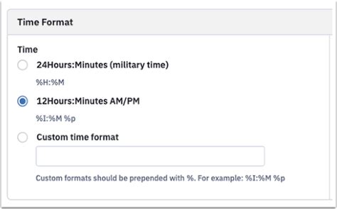 Time Formatting Options