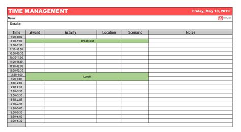 Time Management Excel Templates