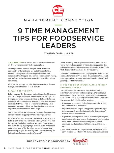 Time Management in Food Service Image