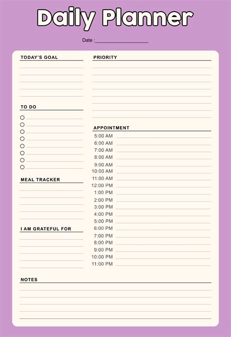 Time management planner for increased productivity