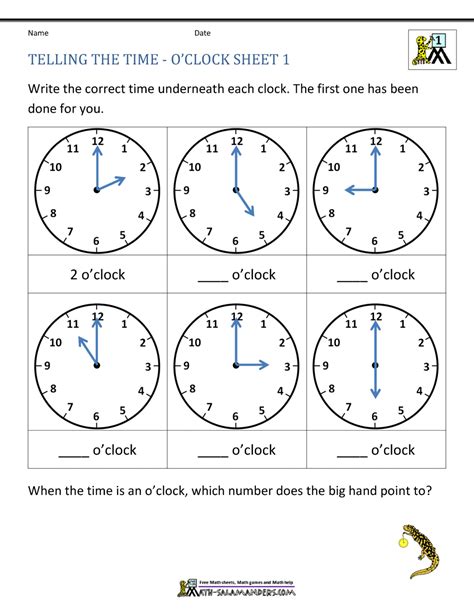 Time Math Worksheets