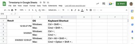 Time Stamping Script in Google Sheets