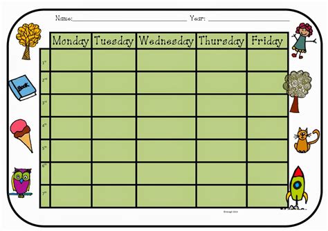 Time Table Chart for Teachers