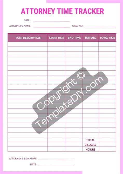 Time Tracking Template for Attorneys