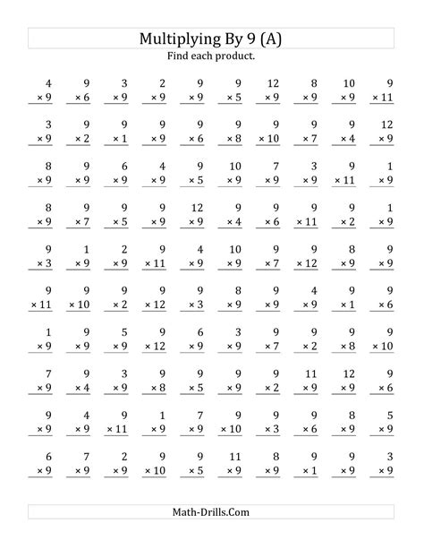 Timed Multiplication Worksheets