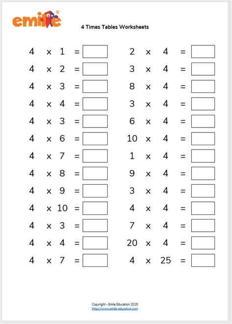 Times table practice for grade 4