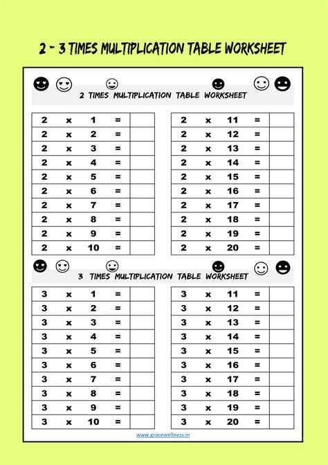 Printable times table sheets for kids