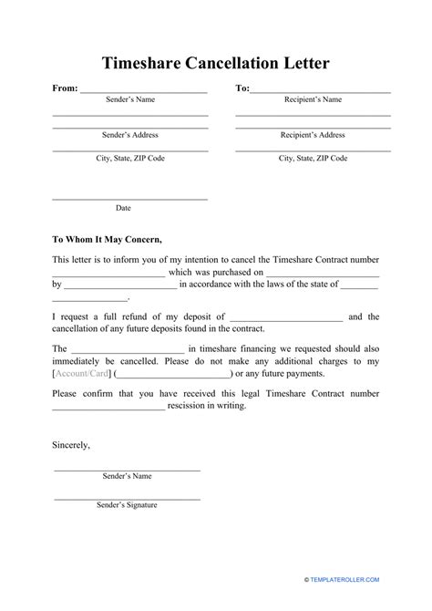 Timeshare Cancellation Notice