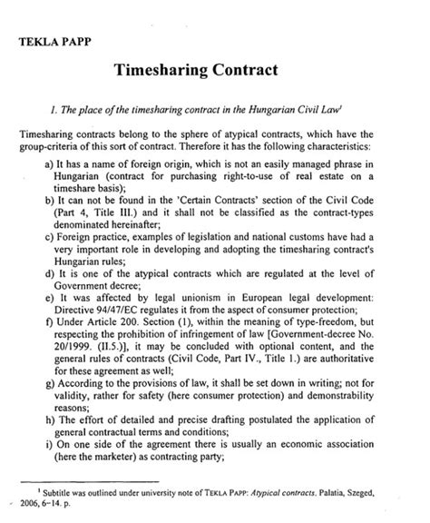 Timeshare Contract Details