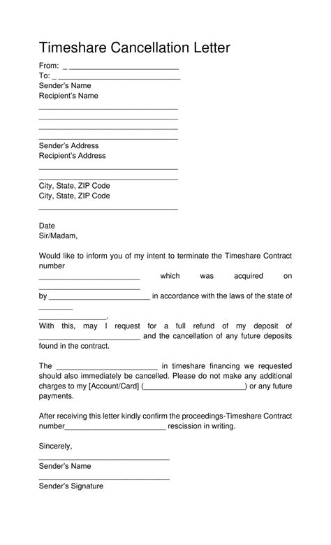 Timeshare Rescission Letter Template 1