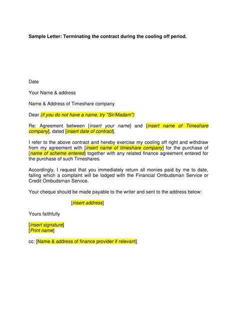 Timeshare Rescission Letter Template 10