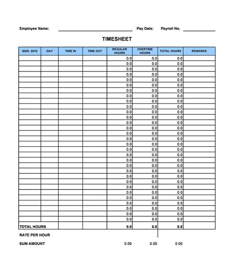 Timesheet Template Download Gallery