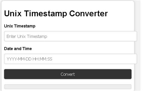 Example of a Unix timestamp converter tool