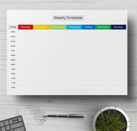 Timetable Template for Personal Use