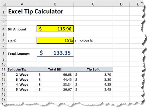 Tip Pool Calculator Excel Template