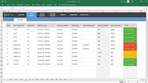 Tire Pressure Check Log Excel Template 7