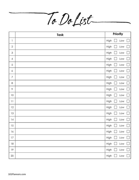 To-Do List Template Word