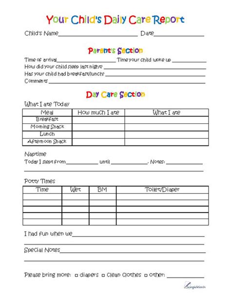 Toddler Daycare Progress Report Template