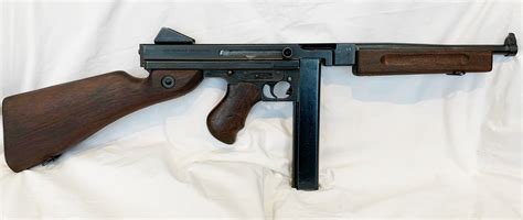 Thompson submachine gun with wooden stock