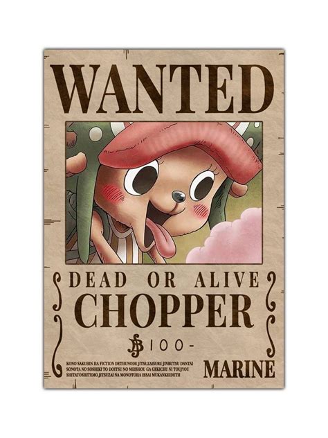 A One Piece bounty poster featuring Tony Tony Chopper