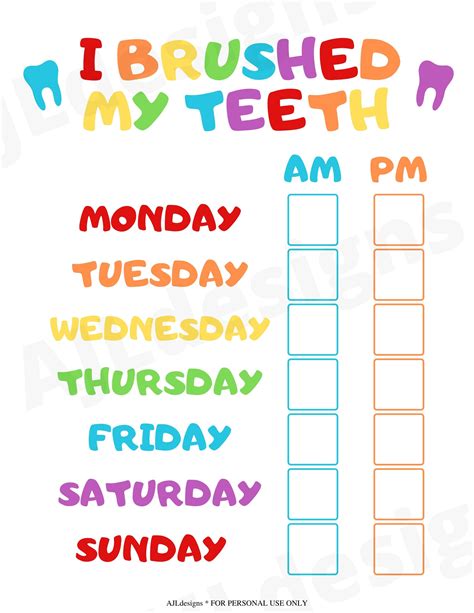 Tooth Brushing Chart