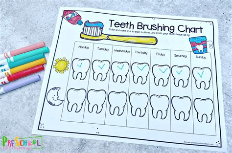 Tooth Brushing Chart with Fun Illustrations