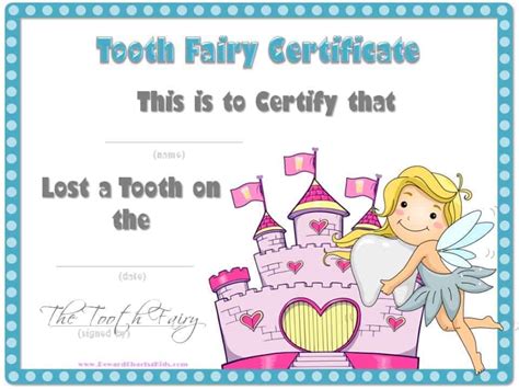 Tooth Fairy Certificate Template