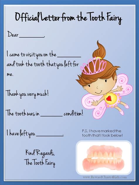 Tooth Fairy Letter Template Example