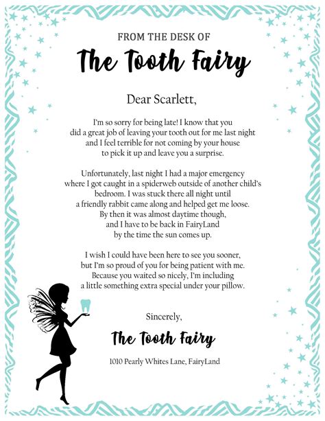 Tooth Fairy Letter Template Image 1