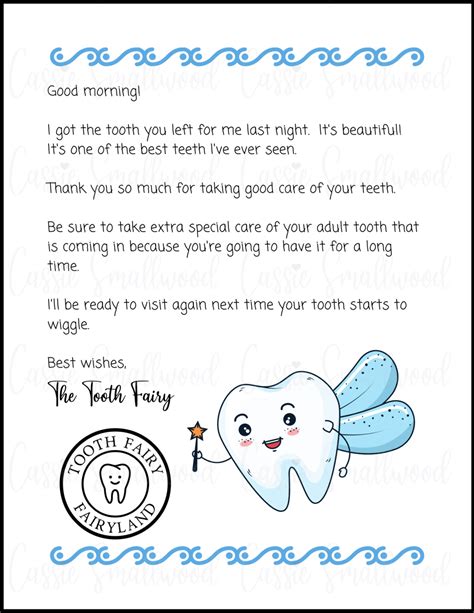 Tooth Fairy Letter Templates for Boys