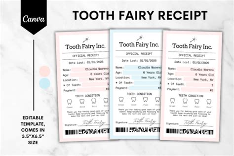 Tooth Fairy Receipt Template 1