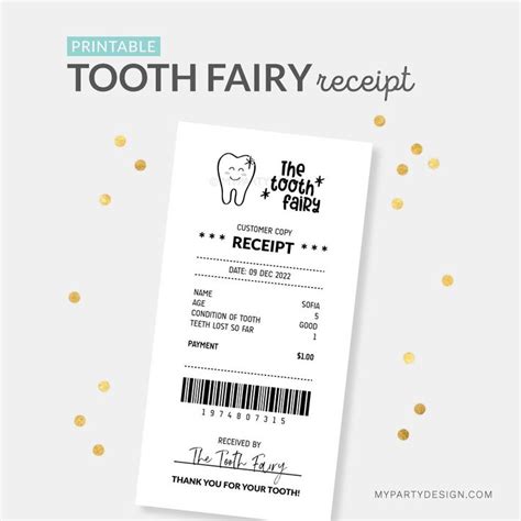 Tooth Fairy Receipt Template 5