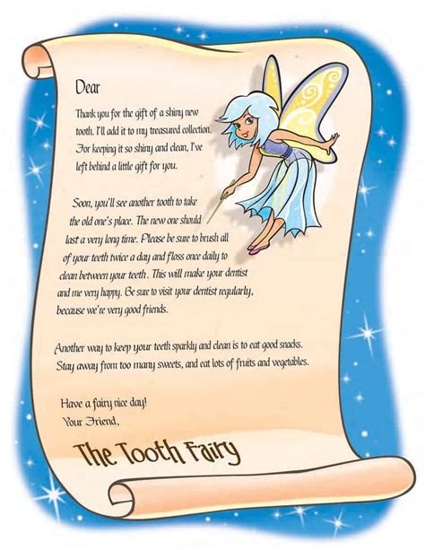 Tooth Fairy Visit Letter