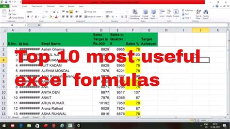 Using the TOP 100 formula in Excel