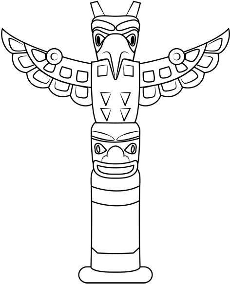 A colorful illustration of a totem pole featuring various animals and spirits