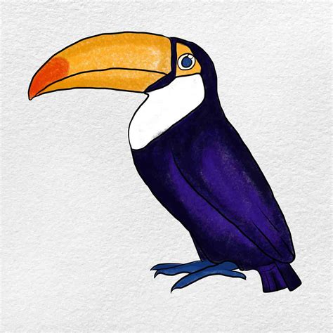 Hand-drawn toucan with a big smile