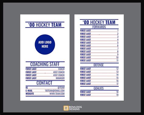 Lineup Card Template for Tournament Play