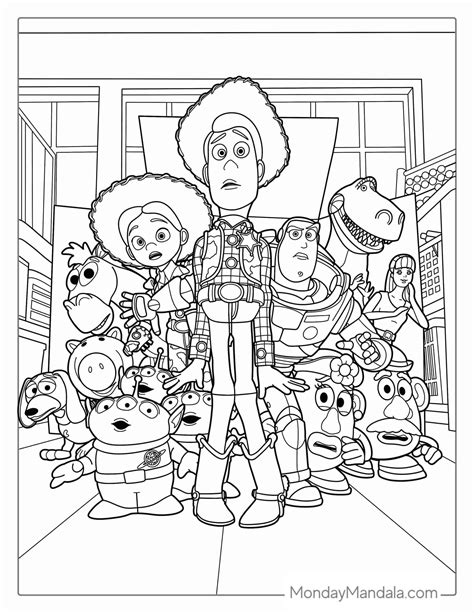 Toy Story character coloring sheets for kids