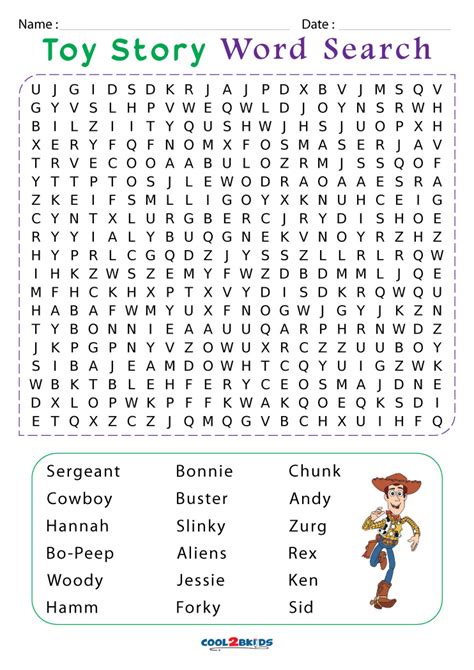 Toy Story word search printable