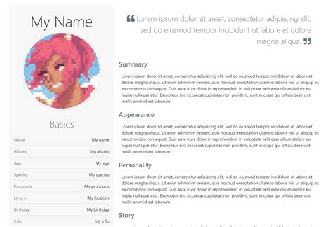 Toyhouse User Profile Template 10