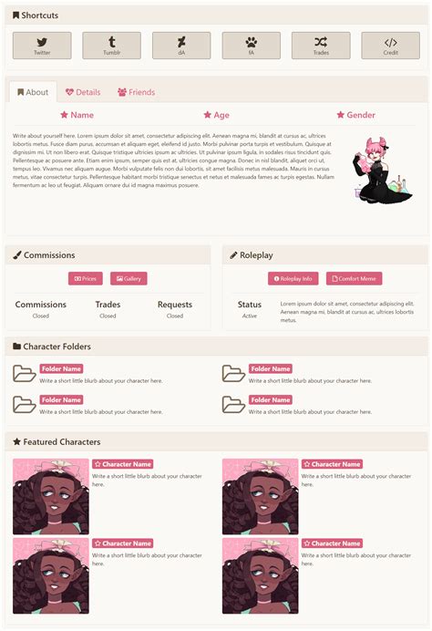 Toyhouse User Profile Template 2