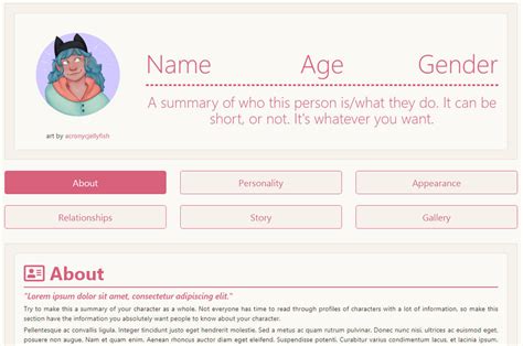 Toyhouse User Profile Template 3