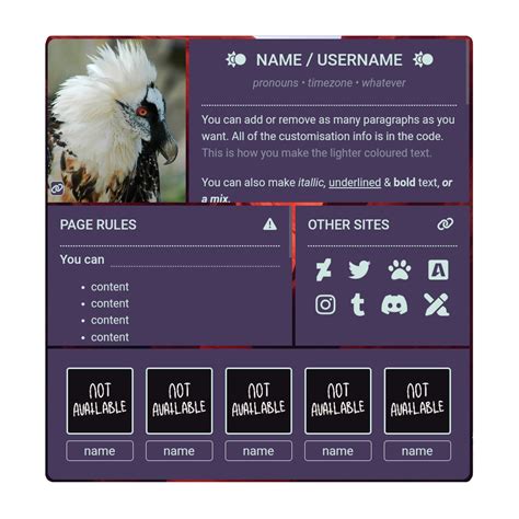 Toyhouse User Profile Template 4