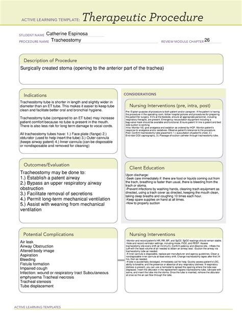 Tracheostomy care nursing skill template and guidelines