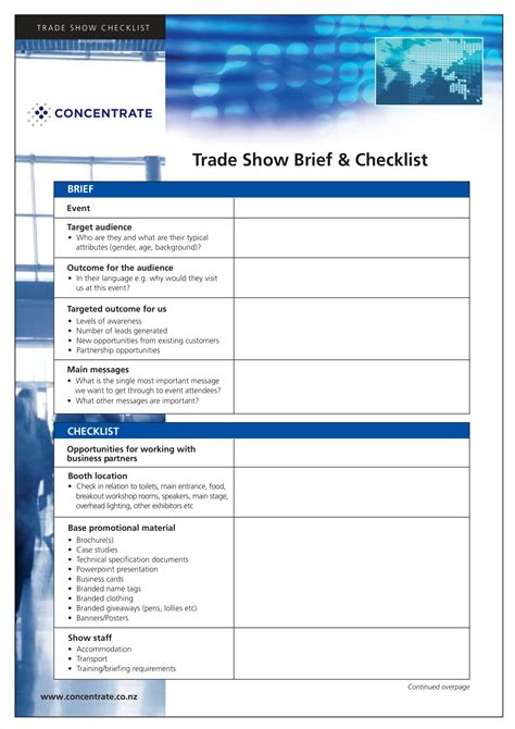 Trade Show Checklist Example