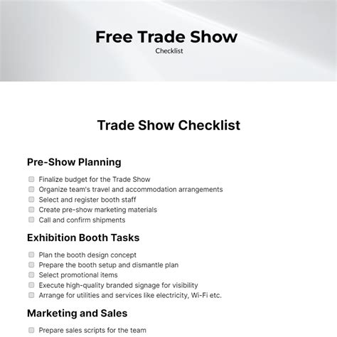 Trade Show Checklist Template