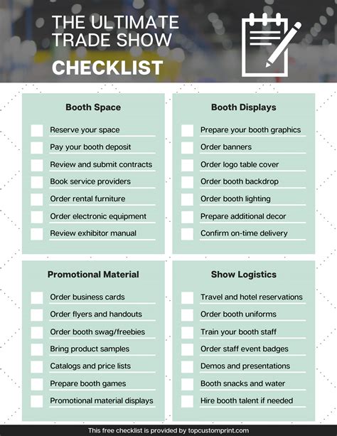 Trade Show Planning Checklist Template in Excel Sample